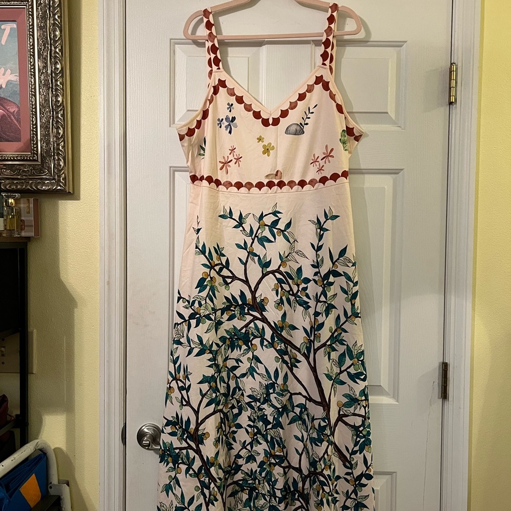 SHEIN Cream Maxi Dress with Floral Design